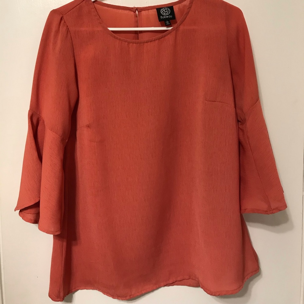 Bobeau bell sleeve top in blush pink